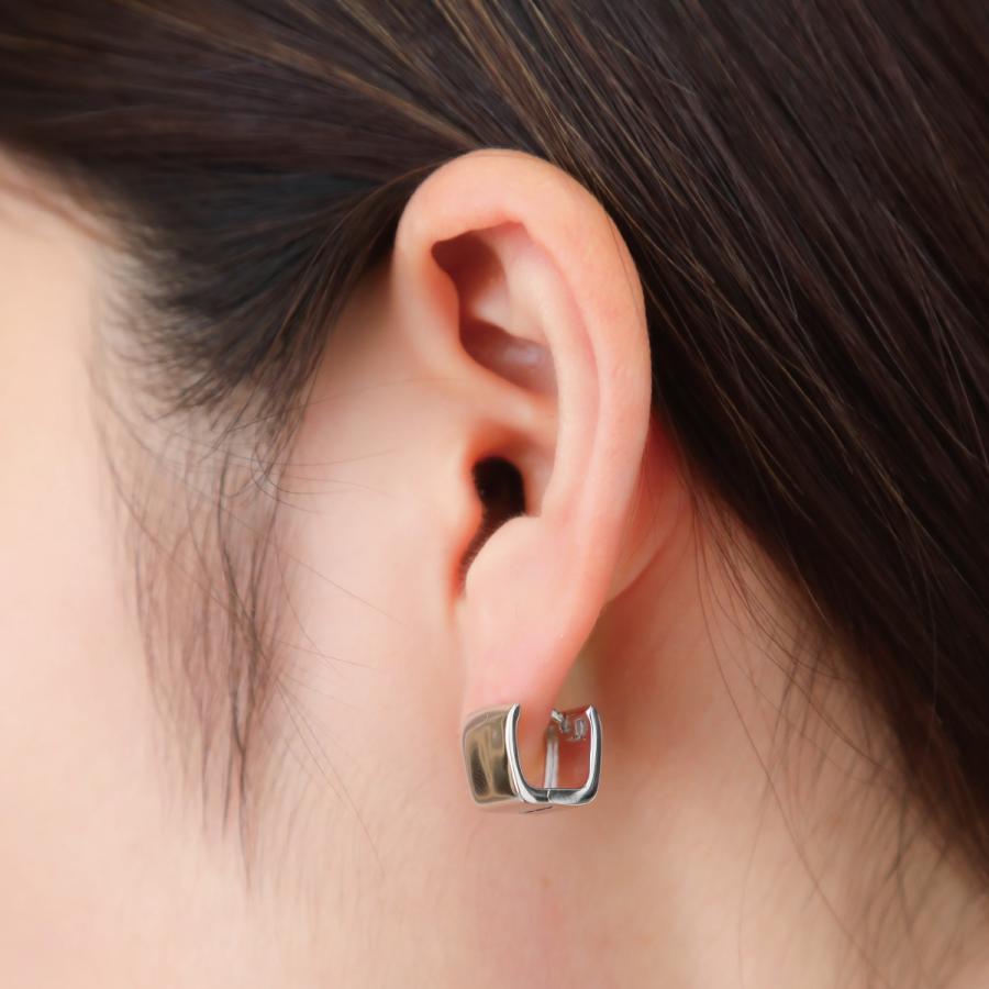 フープピアス シルバー925 幅広 ワイド スクエア ボックス フープピアス シルバー925 幅広 ワイド スクエア ボックス