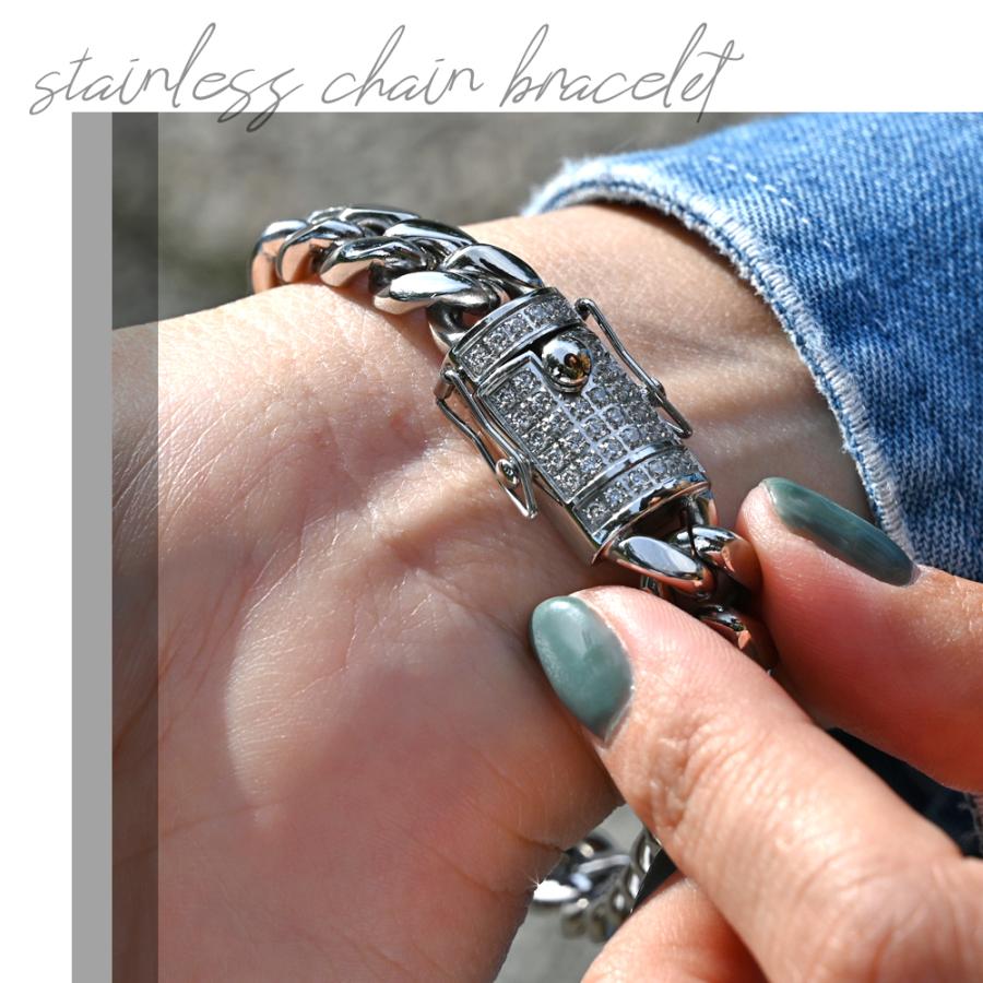 喜平チェーンブレスレット サージカルステンレス キュービック