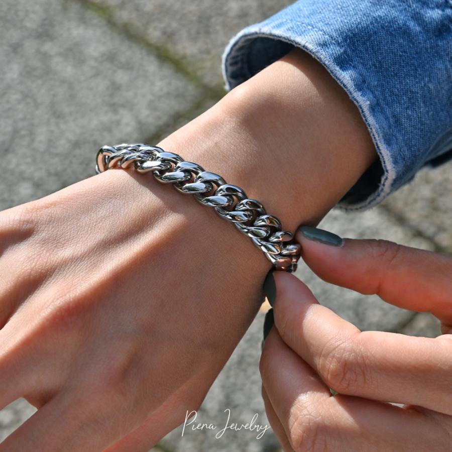 喜平チェーンブレスレット サージカルステンレス キュービック