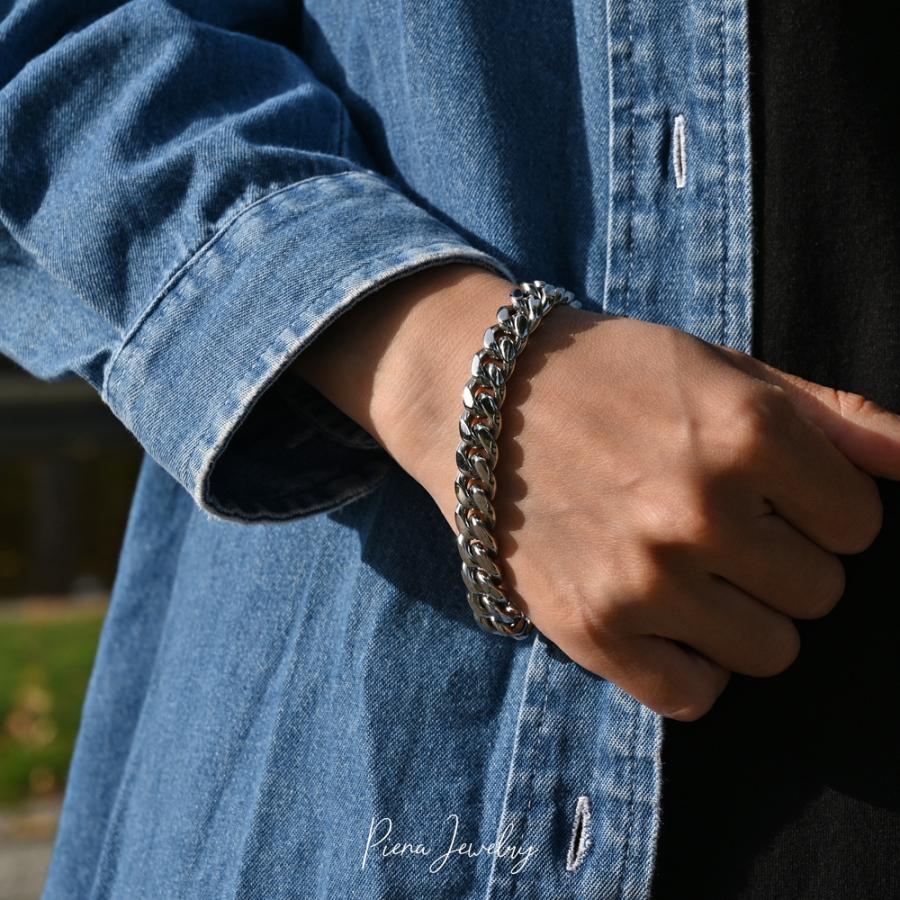 喜平チェーンブレスレット サージカルステンレス キュービック