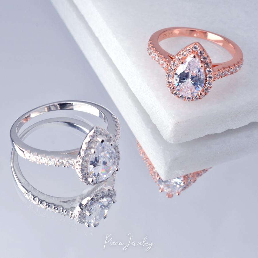 ティアドロップ型リング シルバー925 キュービックジルコニア しずく型