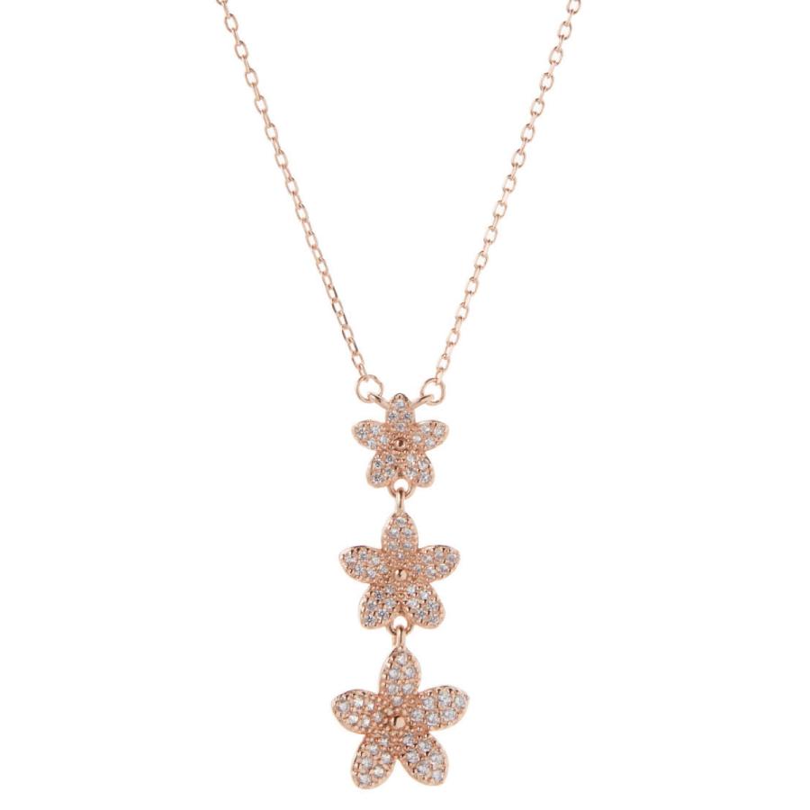 ネックレス シルバー925 三連 花 フラワー パヴェ キラキラ 上品