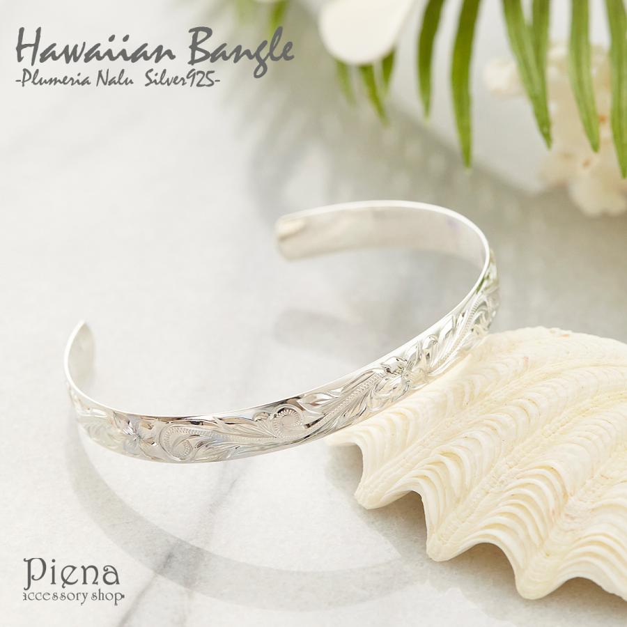 激安ブランド バングル シルバー925 ハワイアンジュエリー プルメリア スクロール 波 8mm メンズ レディース 正規品 Agwauk Com