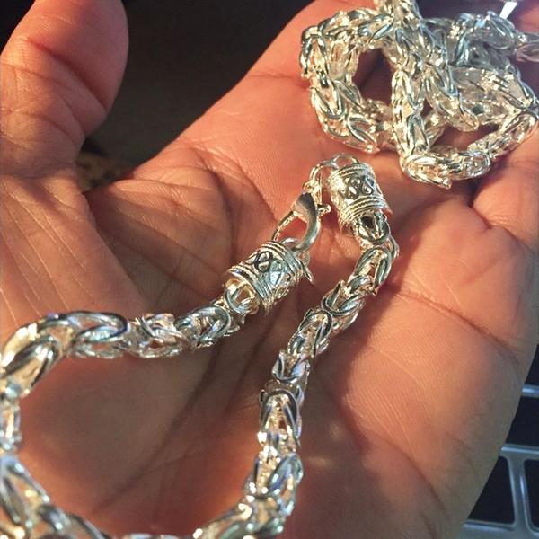 ネックレスブレスレットセット チェーン 彫刻 合金製 シルバー925