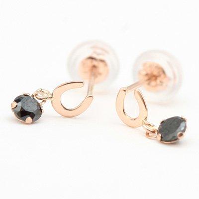 馬蹄ピアス K10金ピンクゴールドPG オニキス ホースシュー 爆買の画像