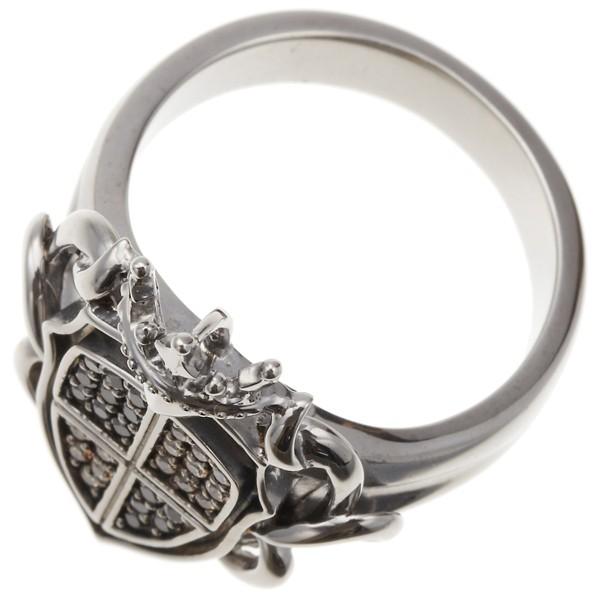 メンズリング 指輪 シルバー925 王冠 盾 ストーン 紋章 つた シルバー