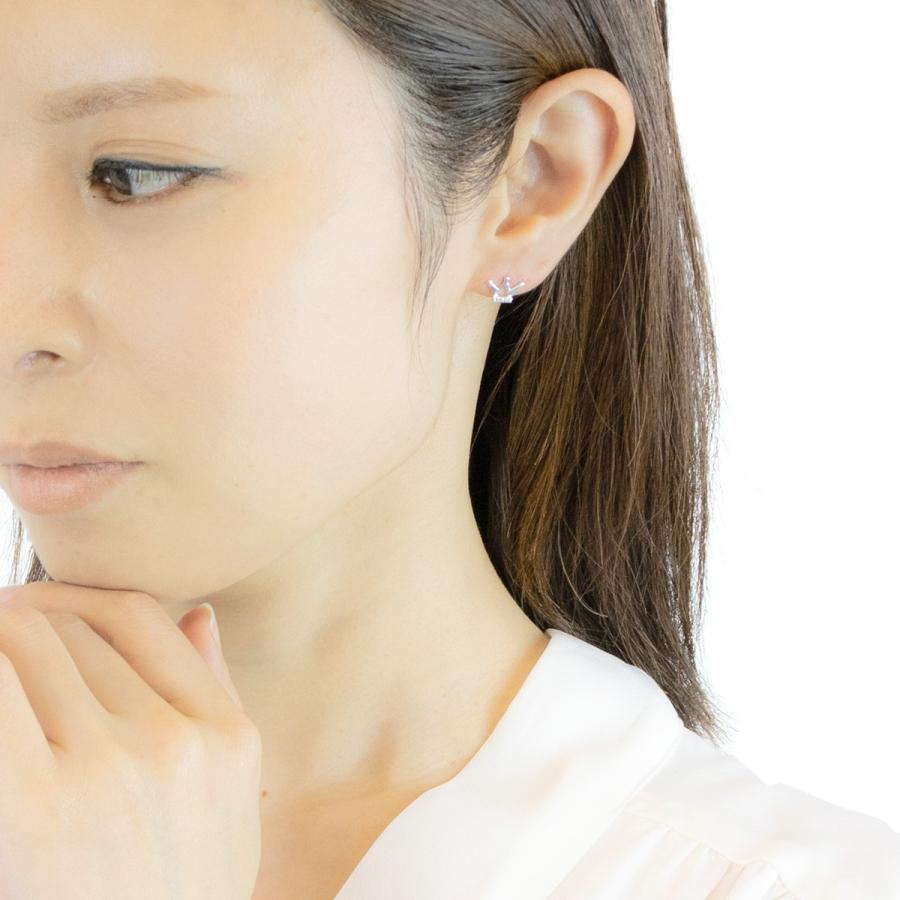 ピアス シルバー925 キュービックジルコニア クラウン 王冠 シルバー