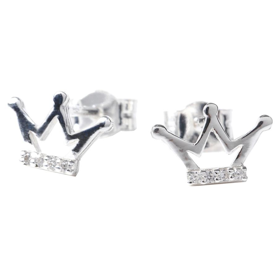 ピアス シルバー925 キュービックジルコニア クラウン 王冠 シルバー