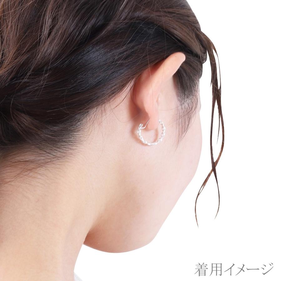 フープピアス シルバー925 結び目 透かし模様 透かし編み ツヤ有り 中折れ ワンタッチ 爆買の画像
