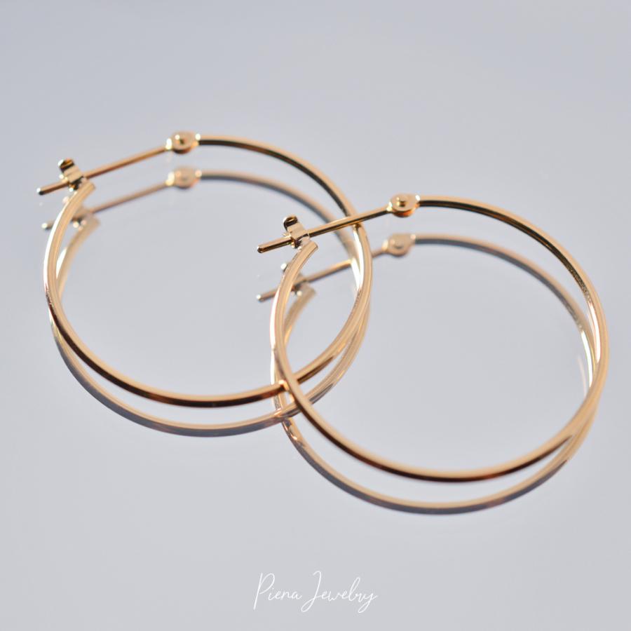 K18フープピアス スナップ クロッシング 25mm 18金 ゴールド