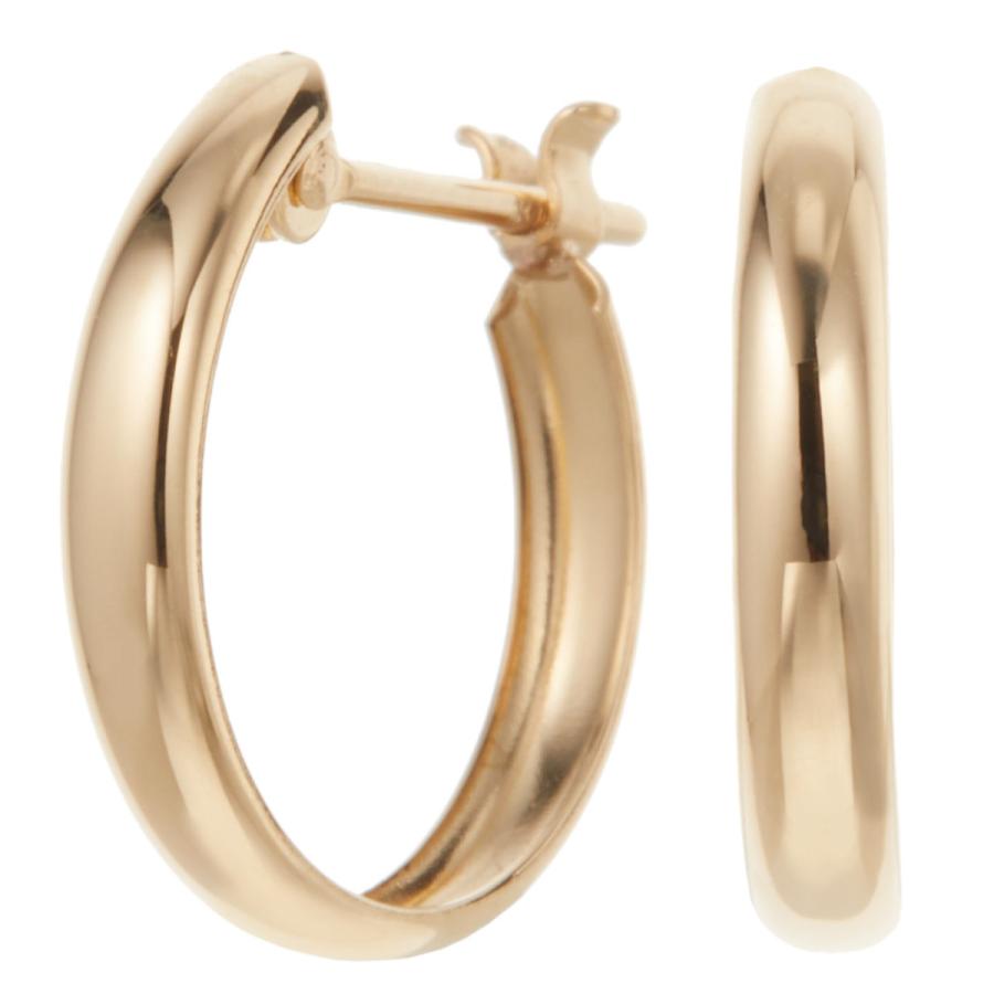 フープピアス K18 18金 ゴールド 甲丸 丸み スナップ シンプル 上品