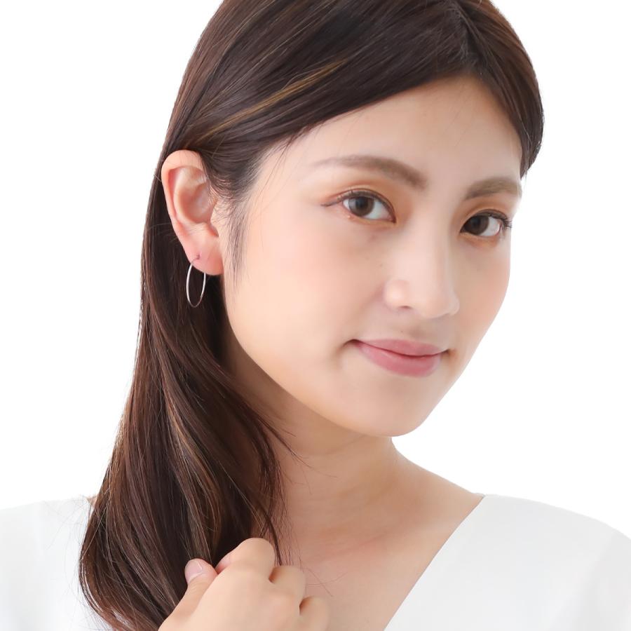 フープピアス K14WG 14金 ホワイトゴールド 華奢 ビッグフープ 大きめ