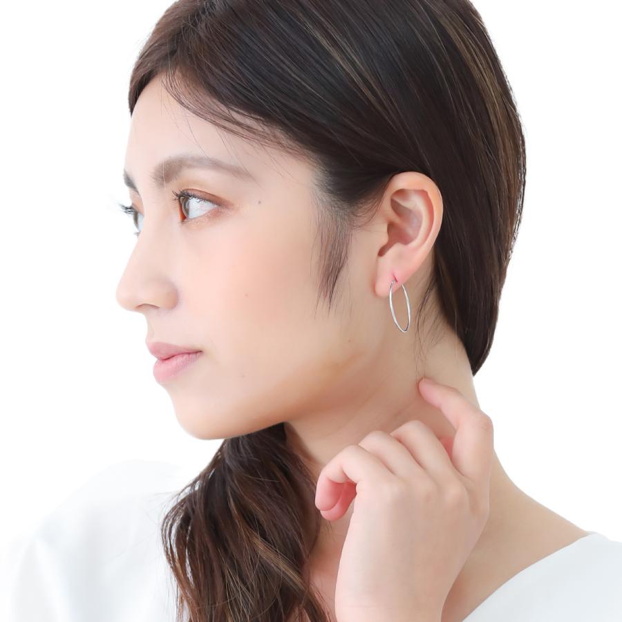 フープピアス K14WG 14金 ホワイトゴールド 華奢 ビッグフープ 大きめ