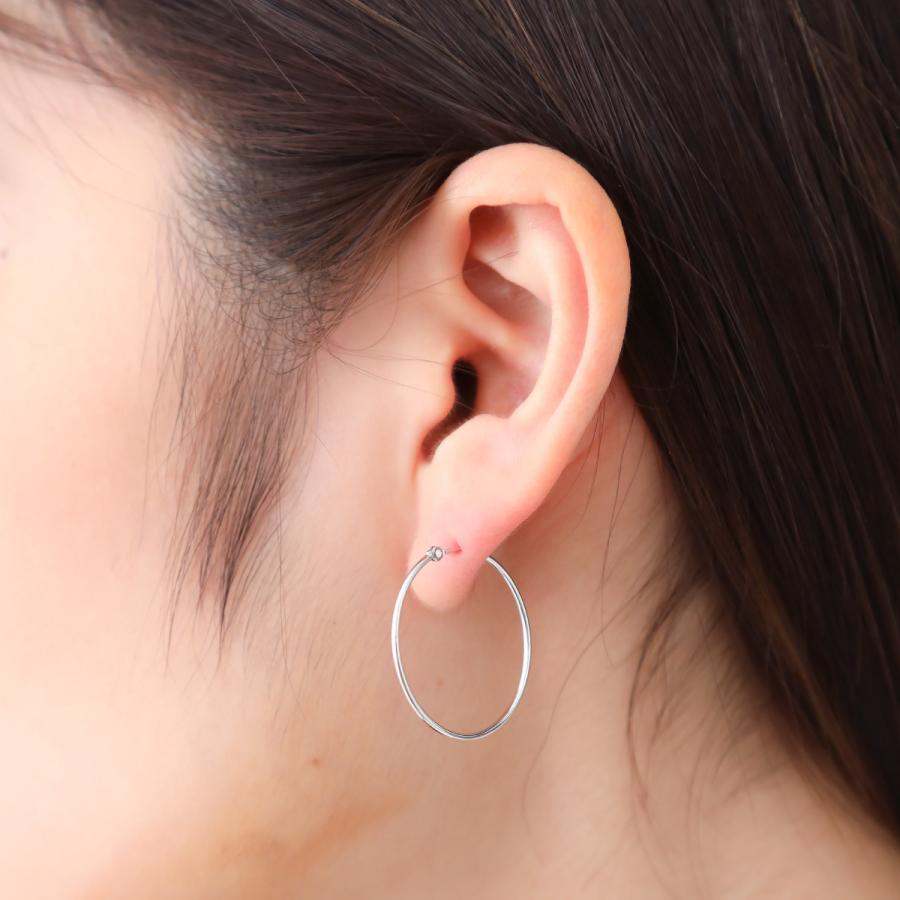 フープピアス K14WG 14金 ホワイトゴールド 華奢 ビッグフープ 大きめ