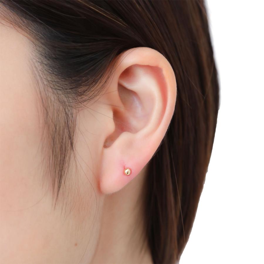 ピアス K18 ロングポスト 3mm玉 ボールピアス タブルロックキャッチ 軸