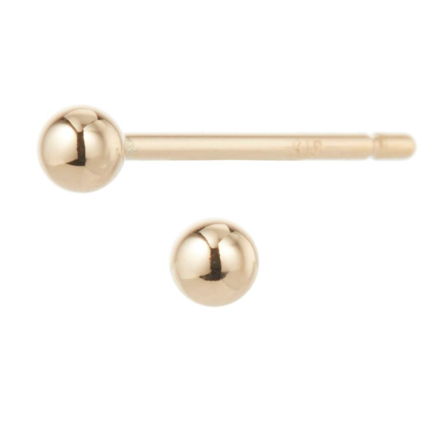 ピアス K18 ロングポスト 2.5mm玉 ボールピアス タブルロックキャッチ