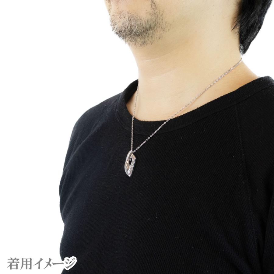 ネックレス ハワジュ サージカルステンレス マイレ スクロール 波 彫刻 釣り針フック お守り 爆買の画像