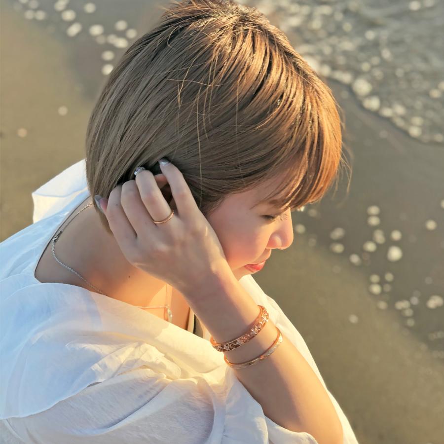 刻印対応 リング レディース メンズ サージカルステンレス製 ピンクゴールド ハワイアンジュエリー プルメリア 金属アレルギー対応 爆買の画像