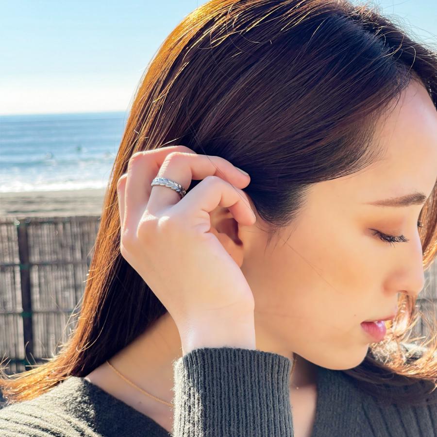 刻印対応 リング レディース メンズ サージカルステンレス製 マイレ ハワイアンジュエリー 葉っぱ リーフ 低金属アレルギー対応 爆買の画像