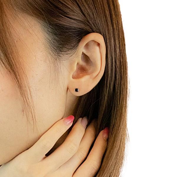 スタッドピアス オニキス サージカルステンレス シンプル お肌に優しい