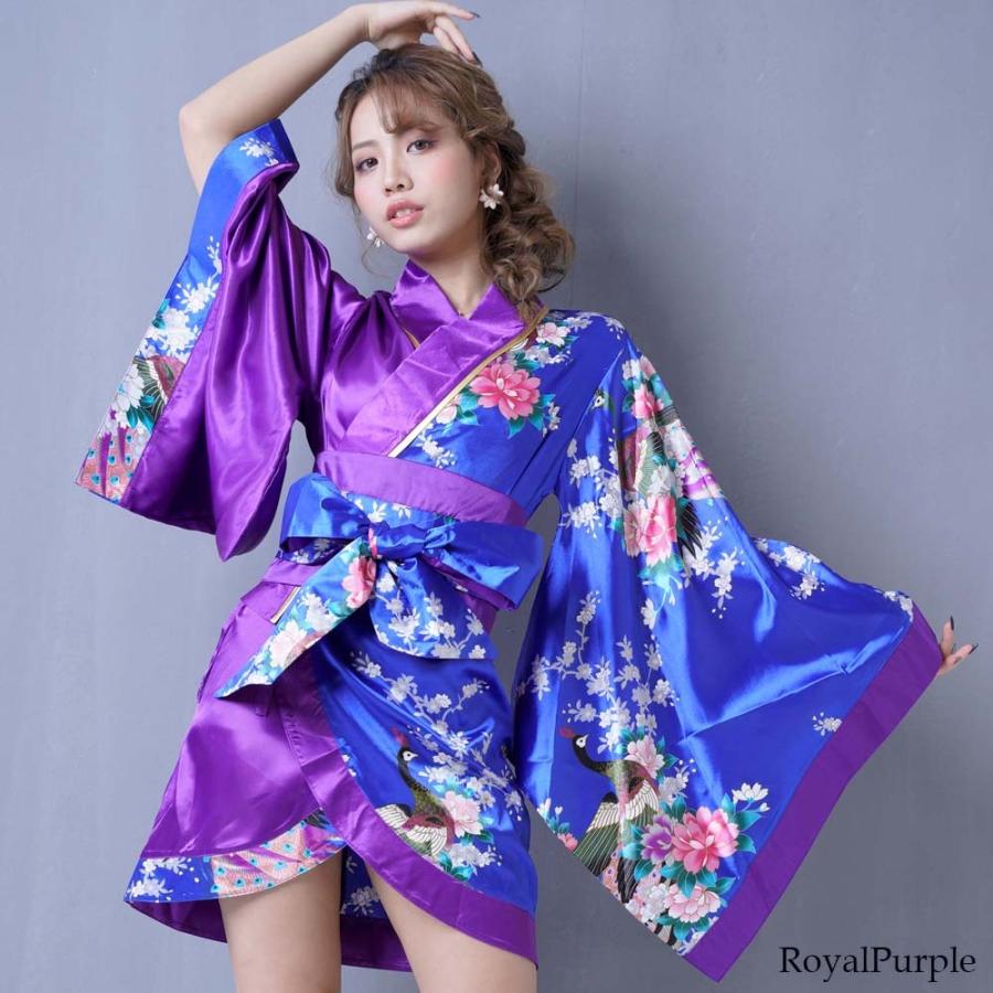 ツートンカラー孔雀和柄着物ドレス キャバドレス 女性用 和柄 衣装
