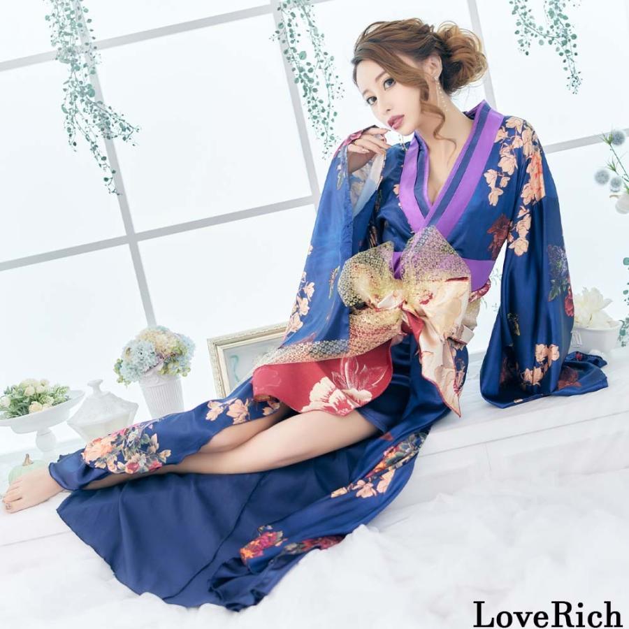 LoveRich ラブリッチ 【2点セット】バイカラー 鶴柄 和柄 花柄 ロング