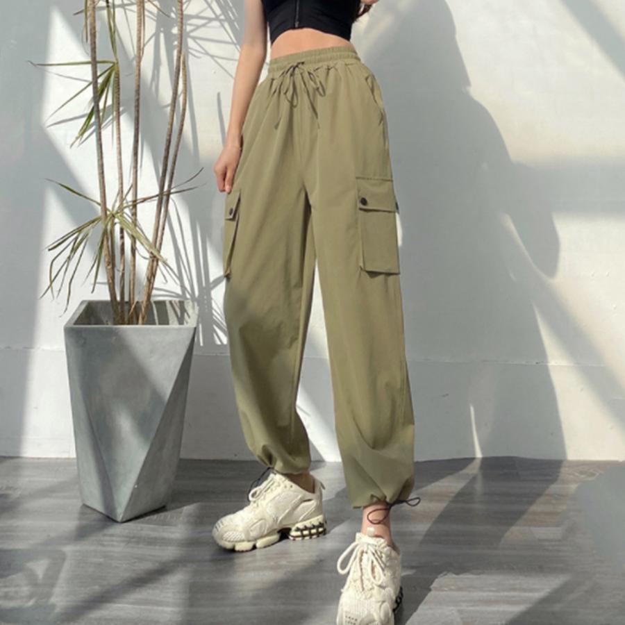 カーゴパンツ レディース 春夏秋 ロング丈 裾を絞れる カーゴパンツ レディース 春夏秋 ロング丈 裾を絞れる