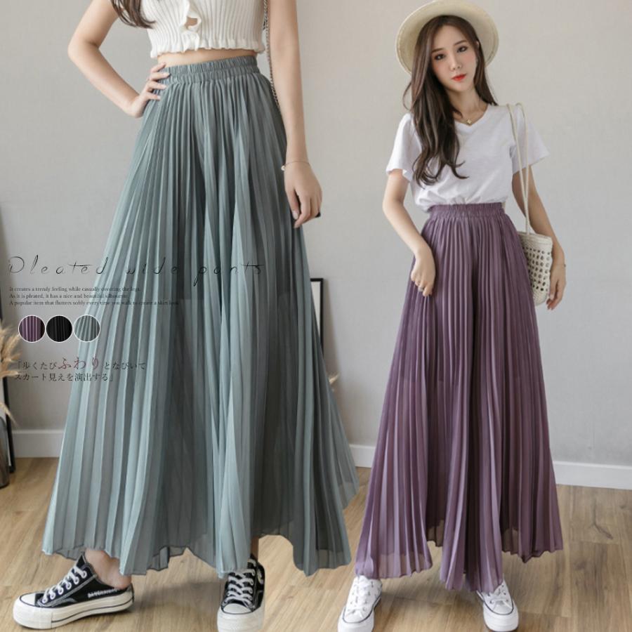 パンツ レディース 春夏秋 プリーツ ワイドパンツ ガウチョ パンツ レディース 春夏秋 プリーツ ワイドパンツ ガウチョ