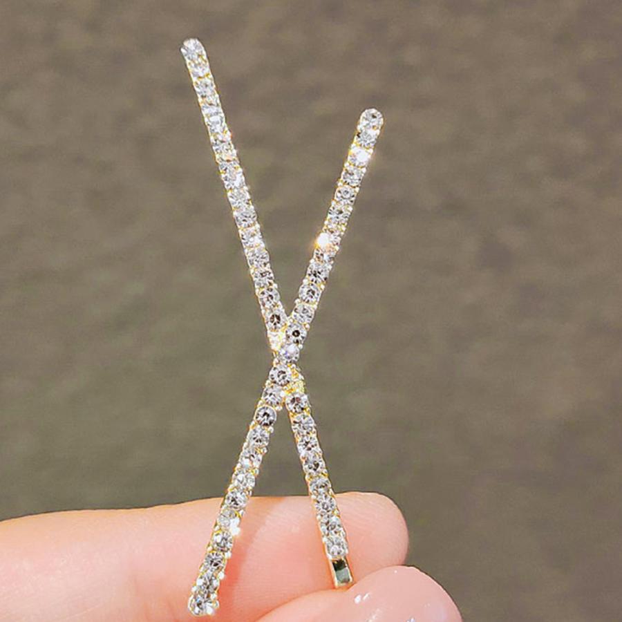 ヘアピン2点セット レディース 春夏秋冬 クロス ヘアアクセ ライン
