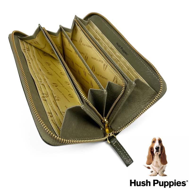 長財布 メンズ 春夏秋冬 ラウンドファスナー L字ファスナー小銭入れ 牛革 Hush Puppies 犬ロゴ型押し 黒｜piena｜09