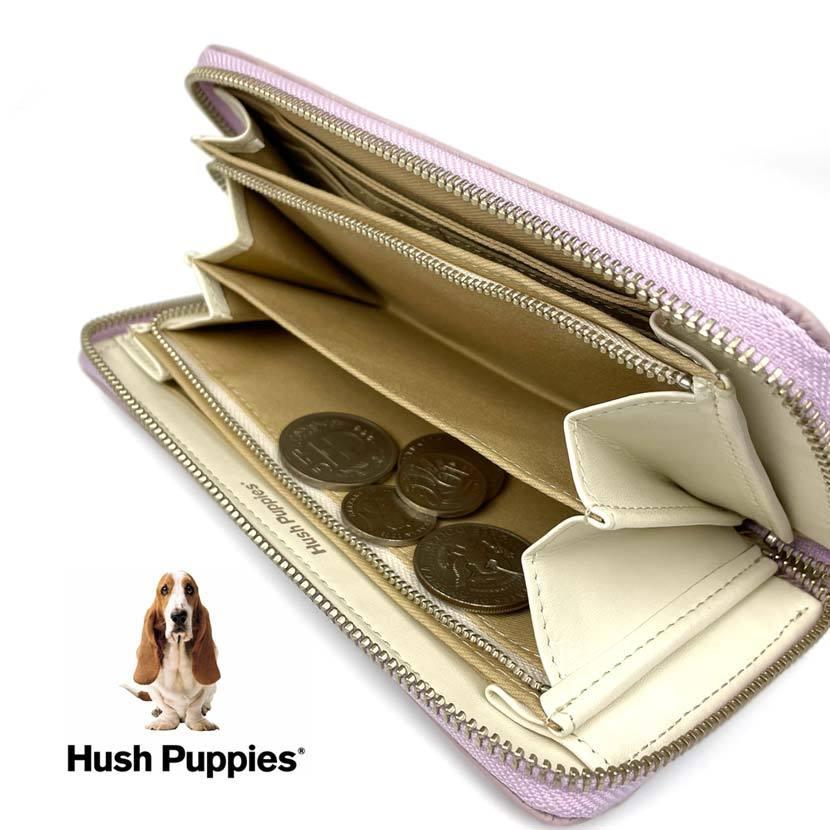 長財布 レディース 春夏秋冬 ステッチデザイン ラウンドファスナー ポケット多め 小銭入れ 牛革 Hush Puppies 青｜piena｜07