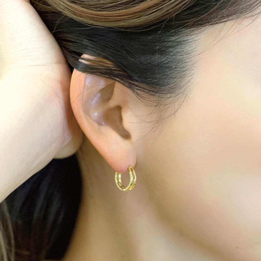 フープピアス 樹脂 2本ライン 金属アレルギー対応 3.5mm 透明ピアス