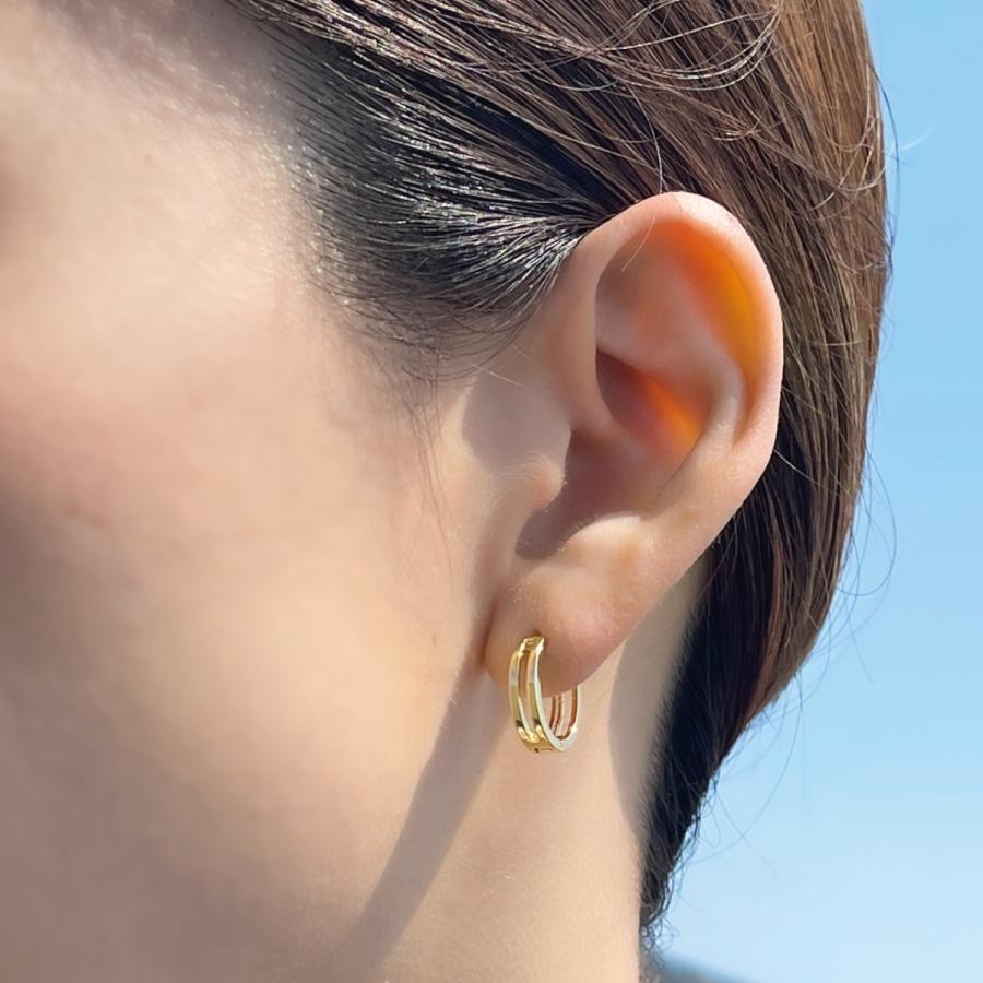 フープピアス 樹脂 2本ライン 金属アレルギー対応 3.5mm 透明ピアス