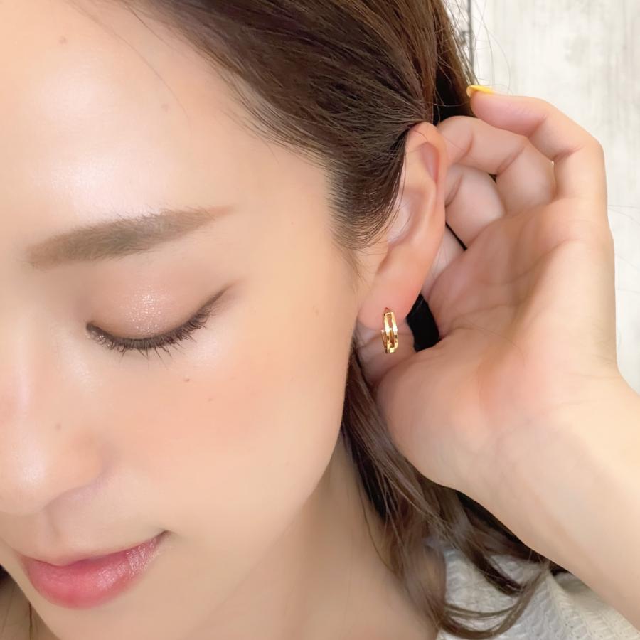 フープピアス 樹脂 2本ライン 金属アレルギー対応 3.5mm 透明