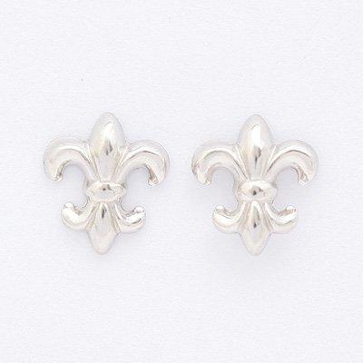 レディースピアス K10金ホワイトゴールド百合の紋章 アンティークピアス 爆買の画像