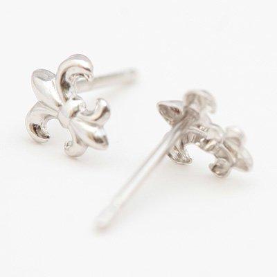 レディースピアス K10金ホワイトゴールド百合の紋章 アンティークピアス 爆買の画像