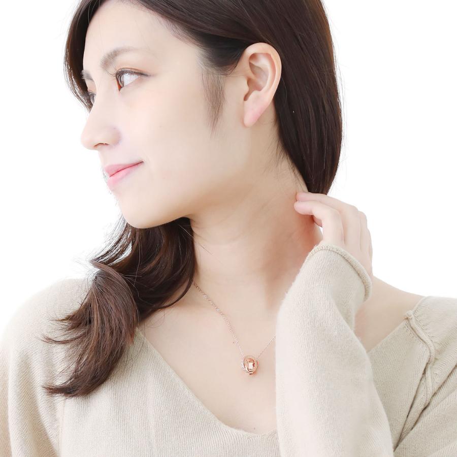 ネックレス サージカルステンレス製 ダブルリング キュービック