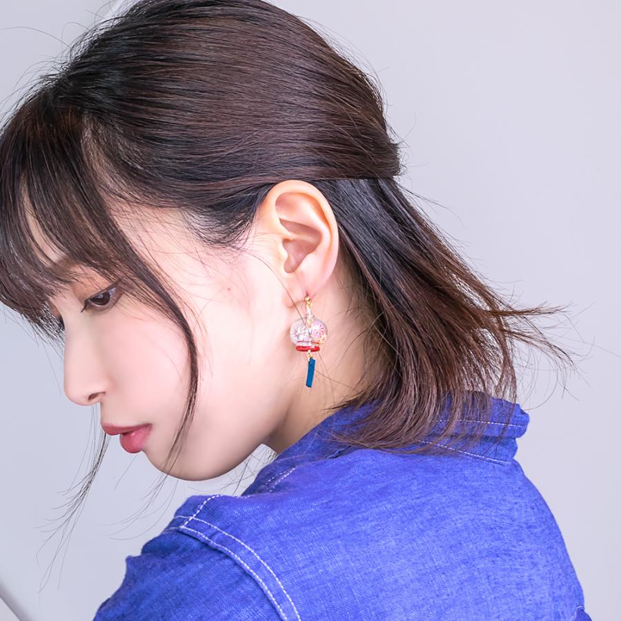 風鈴ピアス 夏祭り 浴衣 和服 サマースタイル 樹脂製スリムポスト 金属