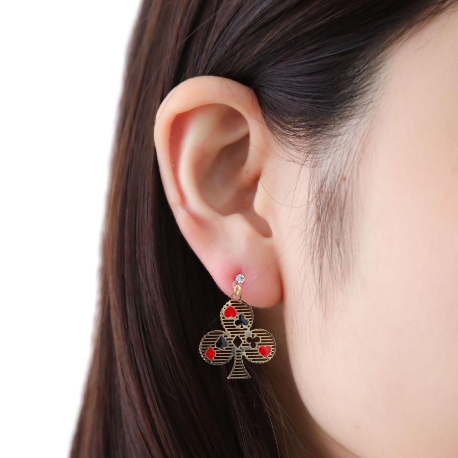 スタッドピアス トランプ カード アシンメトリー 揺れる 樹脂ポスト