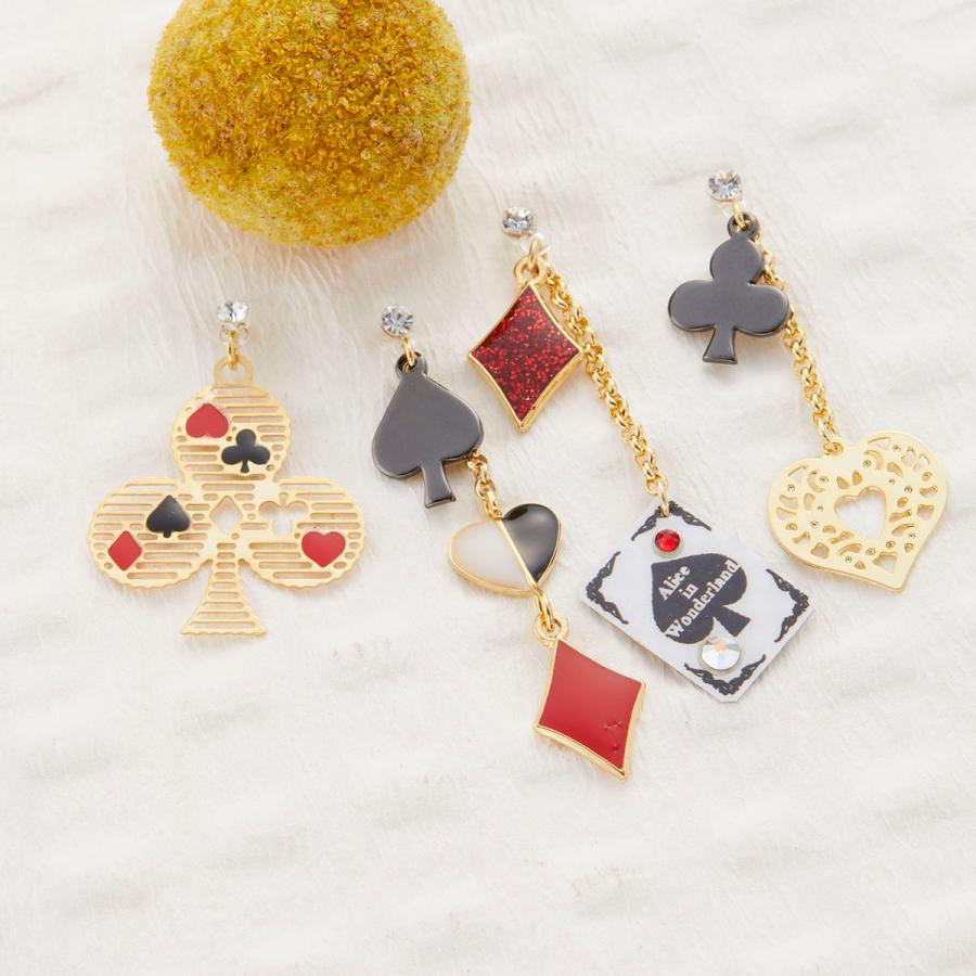 スタッドピアス トランプ カード アシンメトリー 揺れる 樹脂ポスト