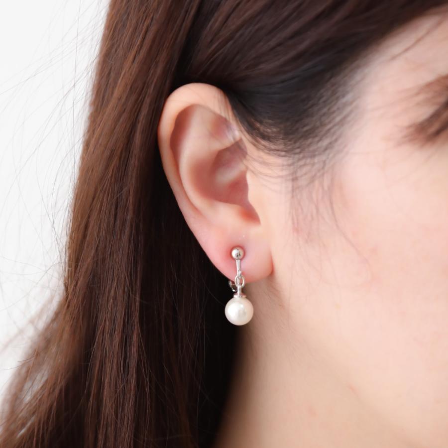 イヤリング ネジバネ式 パール 揺れる フリンジ 揺れる ドレスに合う  