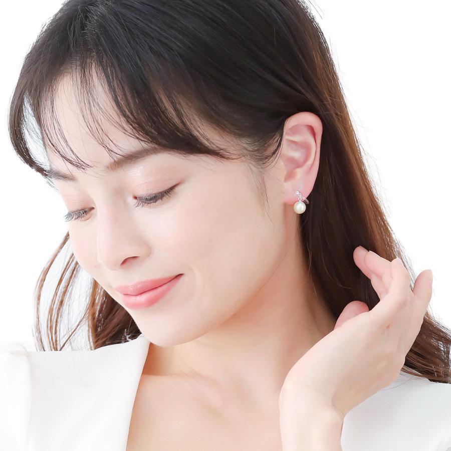 まべパールノンホールピアス ホワイトパール ダブルカールピアス（イヤリング） イヤリング