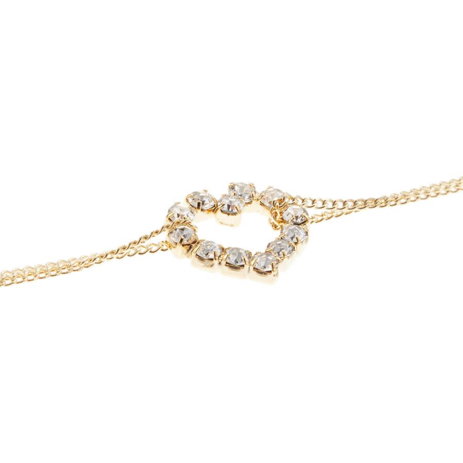 ブレスレット ハート 2連 ラインストーン キラキラ エレガント