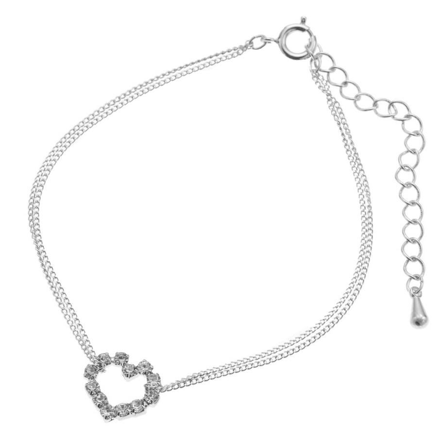 ブレスレット ハート 2連 ラインストーン キラキラ エレガント