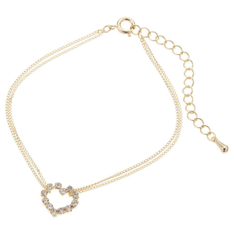 ブレスレット ハート 2連 ラインストーン キラキラ エレガント