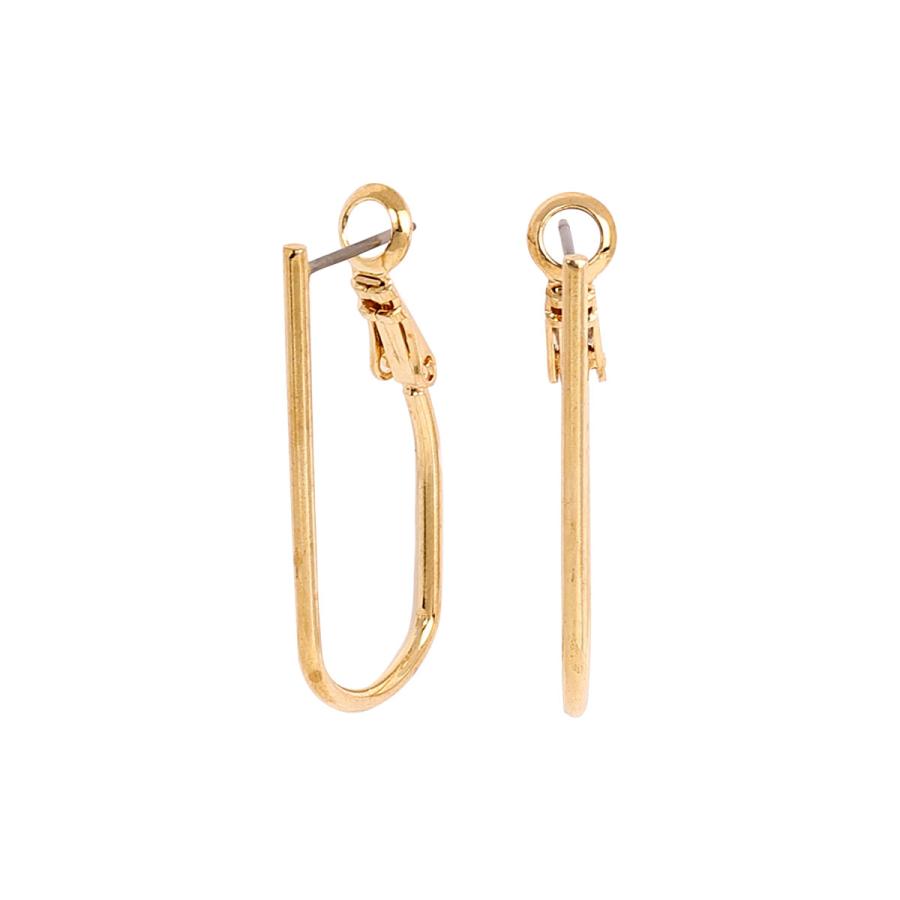 フープピアス U字 縦長 ワンタッチ装着 チタンポスト 日本製 金属