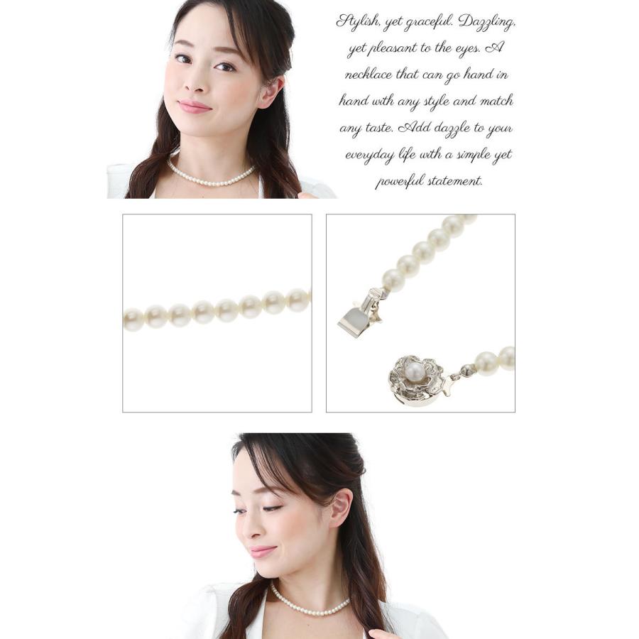 ネックレス ガラスパール 真珠 真鍮 一連 シンプル 上品 冠婚葬祭 直径