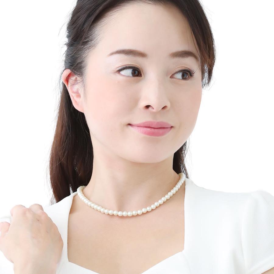 ネックレス ガラスパール 真珠 真鍮 一連 シンプル 上品 冠婚葬祭 直径