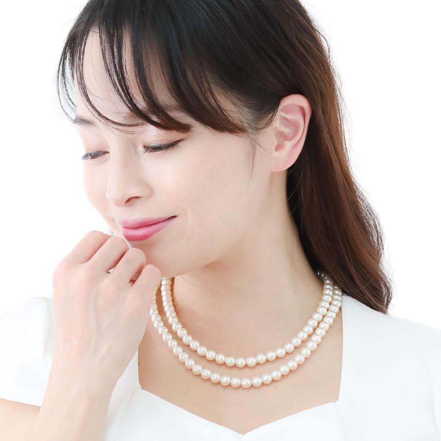 ネックレス パール 真珠 二連 ロング 長い ドレス フォーマル シンプル 