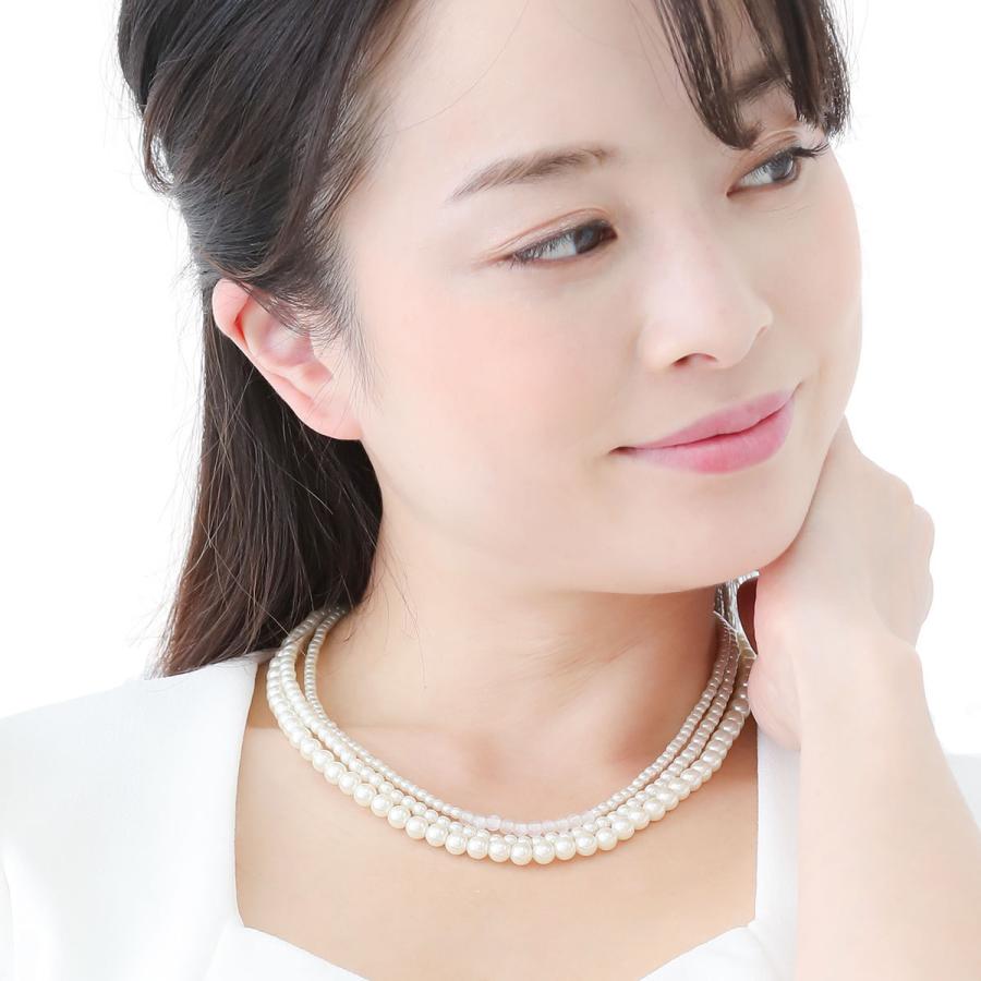 真珠 3連パールネックレス ピンクホワイト グラデーション